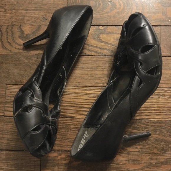 Elegant black open toe heels - Picture 1 of 6